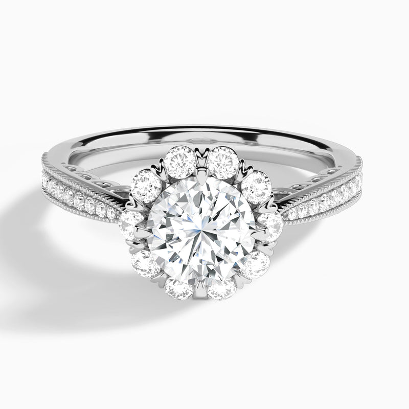 Round Luxe Daphne Lab Grown Diamond Engagement Ring In 14K White Gold - Lucenjuri
