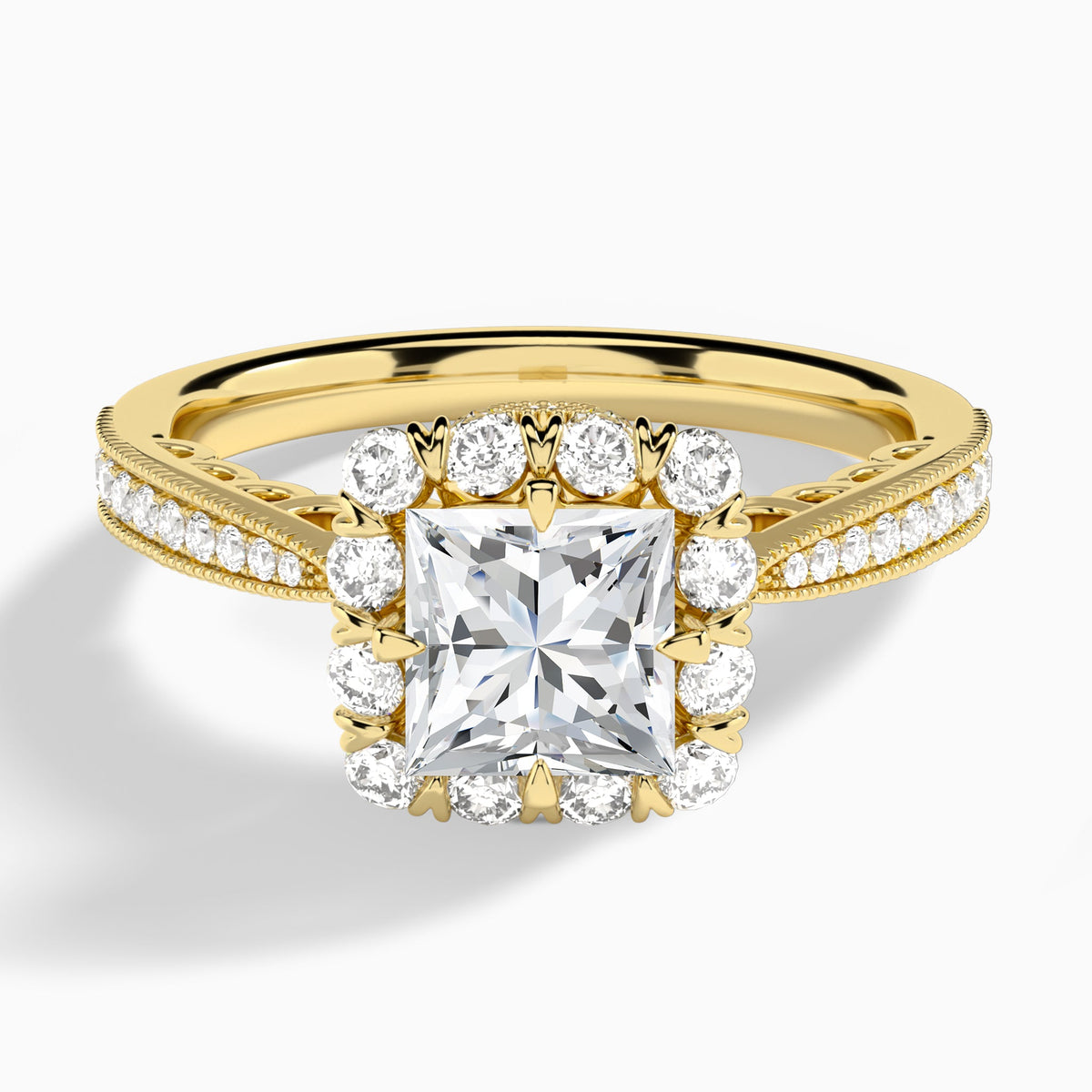 Princess Luxe Daphne Lab Grown Diamond Engagement Ring In 14K Yellow Gold - Lucenjuri