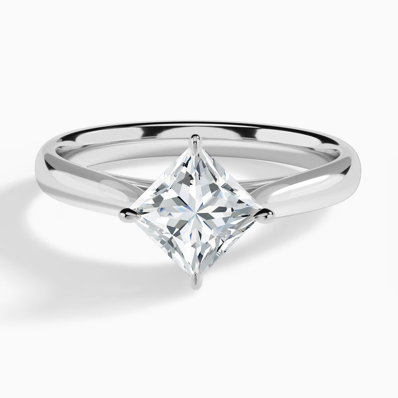 Princess Hidden Halo Lab Grown Diamond Engagement Ring In 18K White Gold - Lucenjuri