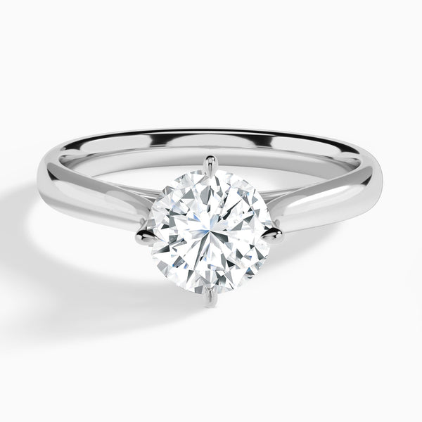 Round Hidden Halo Lab Grown Diamond Engagement Ring In 18K White Gold - Lucenjuri