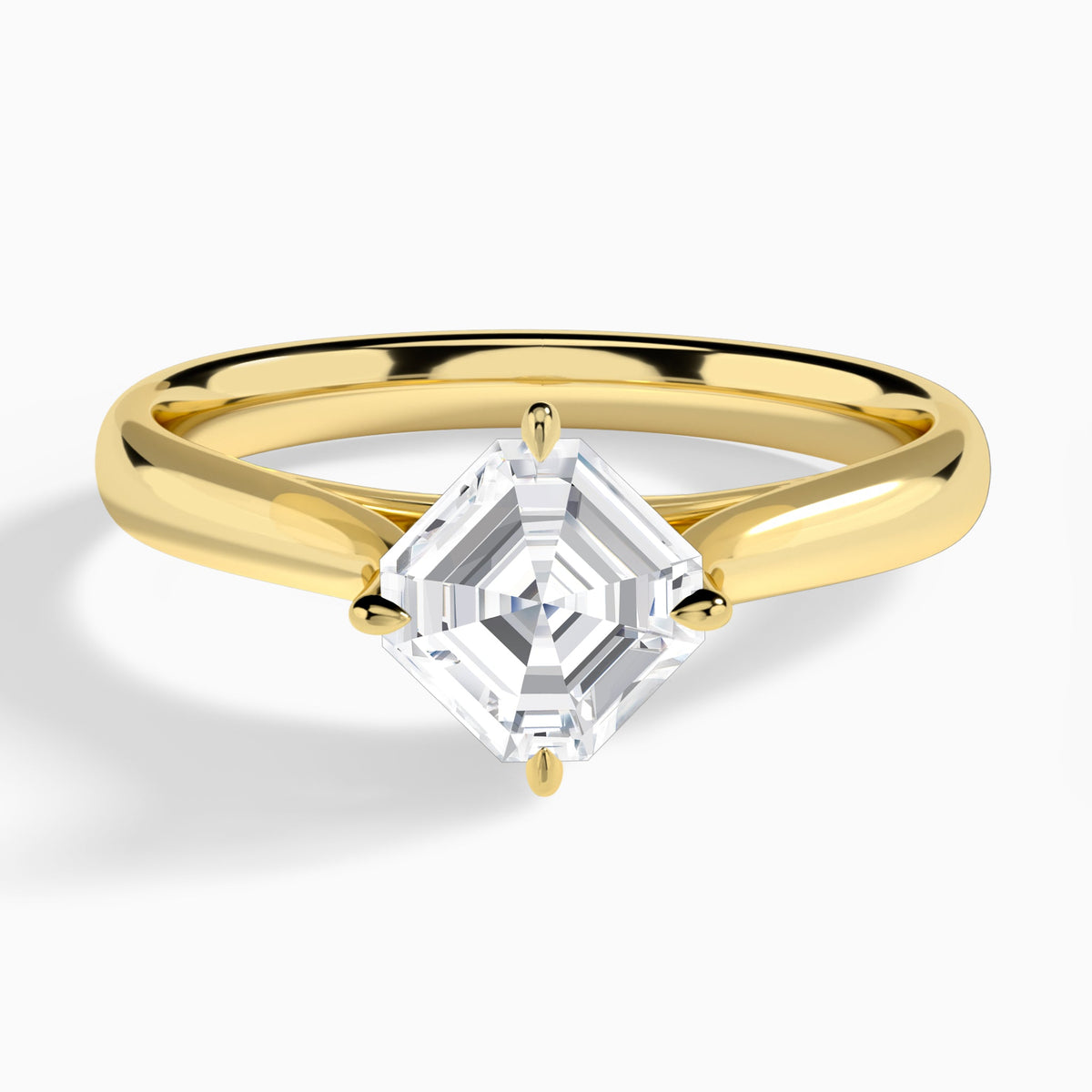 Asscher Hidden Halo Lab Grown Diamond Engagement Ring In 18K Yellow Gold - Lucenjuri