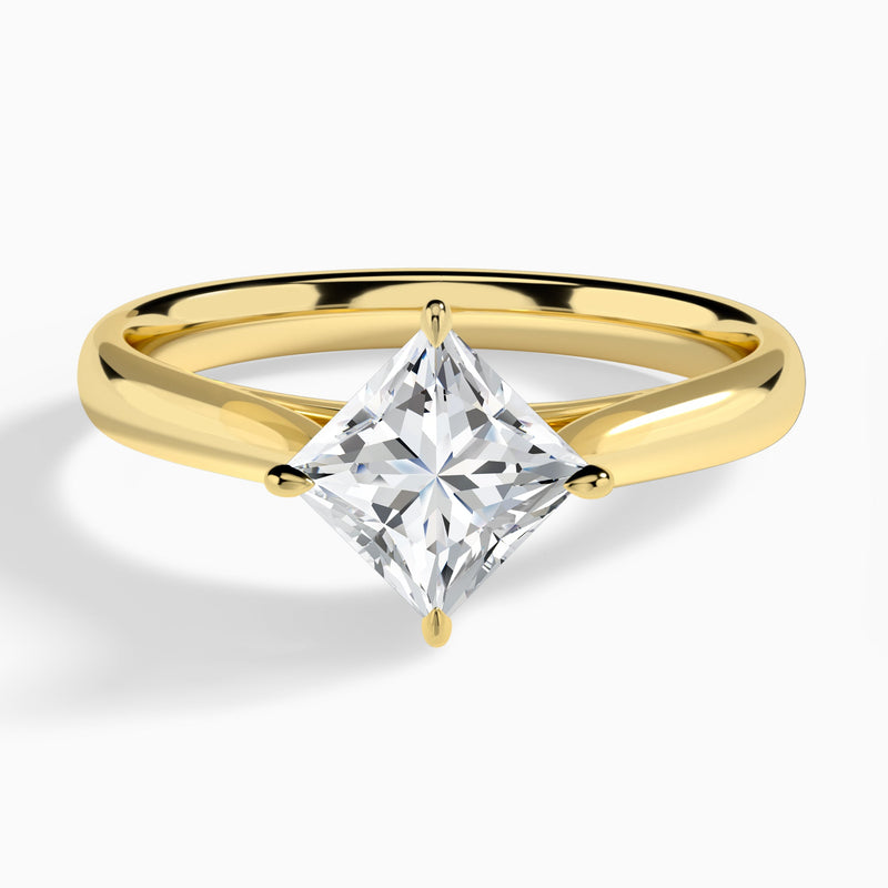 Princess Hidden Halo Lab Grown Diamond Engagement Ring In 14K Yellow Gold - Lucenjuri