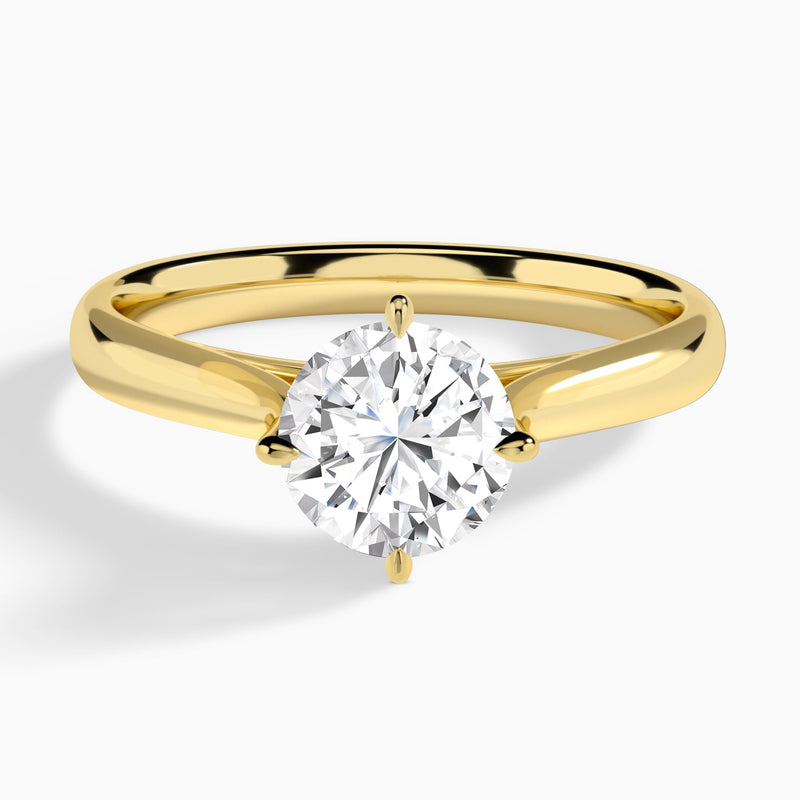 Round Hidden Halo Lab Grown Diamond Engagement Ring In 14K Yellow Gold - Lucenjuri