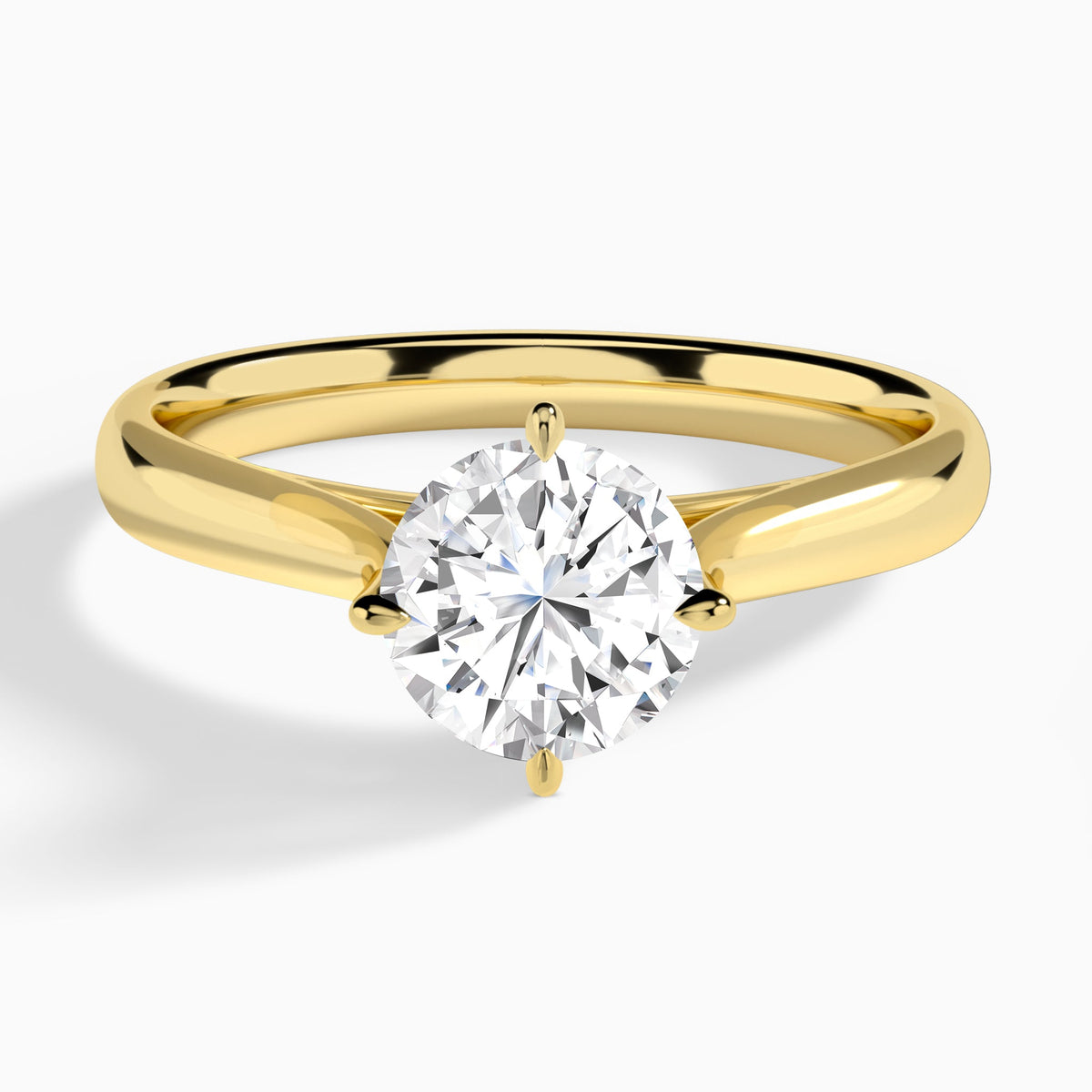Round Hidden Halo Lab Grown Diamond Engagement Ring In 14K Yellow Gold - Lucenjuri