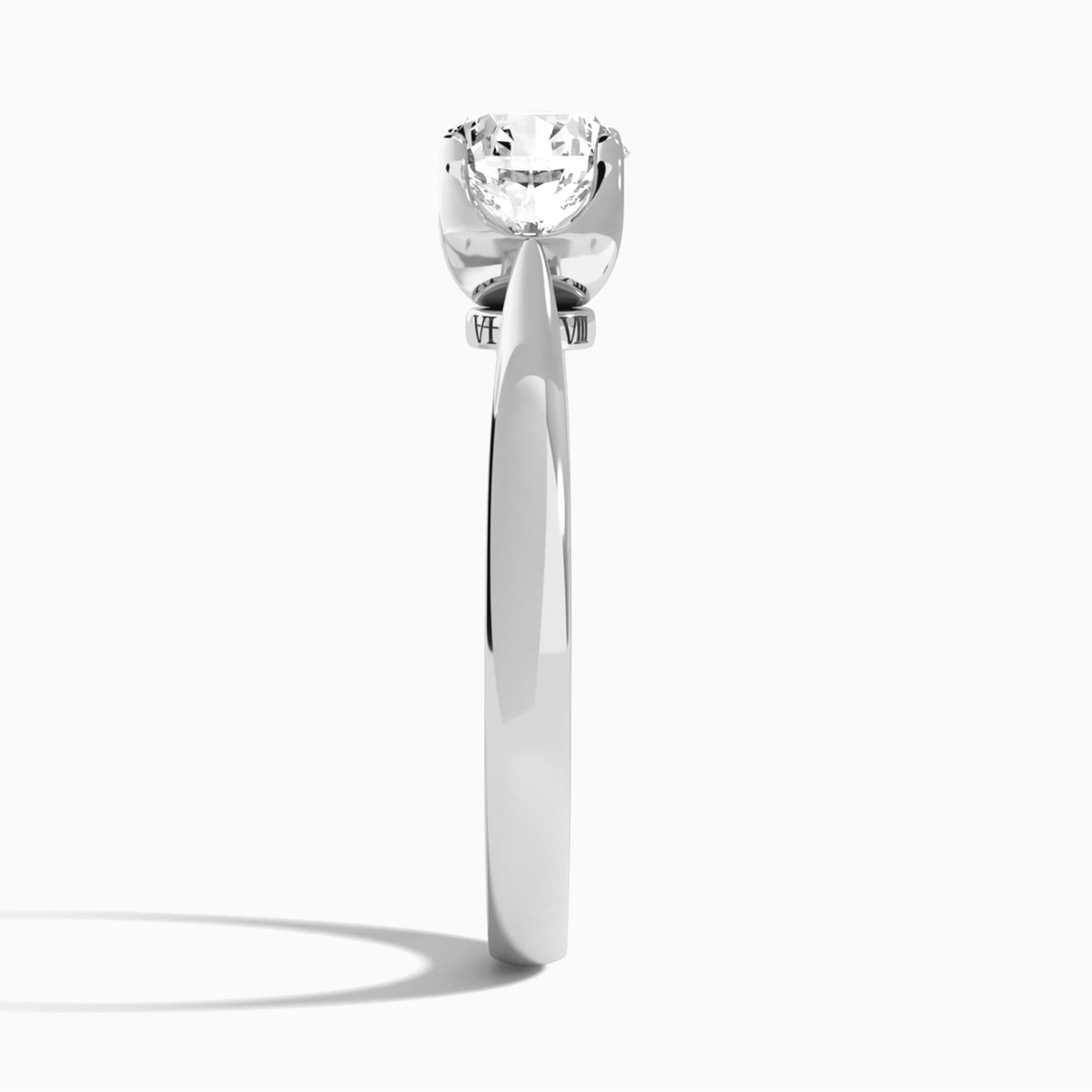 Round Petite Romeo Solitaire Lab Diamond Engagement Ring In Platinum, Side View