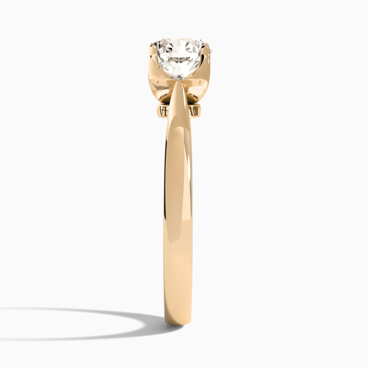 Round Petite Romeo Solitaire Lab Diamond Engagement Ring In 14K Rose Gold, Side View