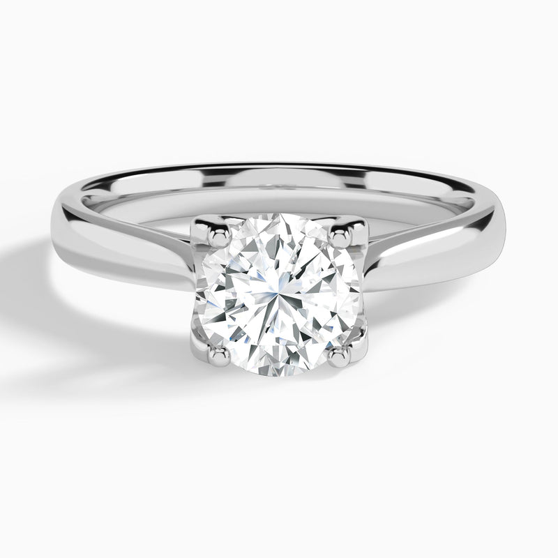 Round Petite Romeo Solitaire Lab Diamond Engagement Ring In 14K White Gold - Lucenjuri