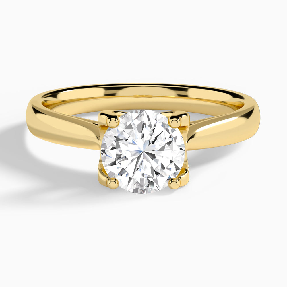 Round Petite Romeo Solitaire Lab Diamond Engagement Ring In 14K Yellow Gold - Lucenjuri