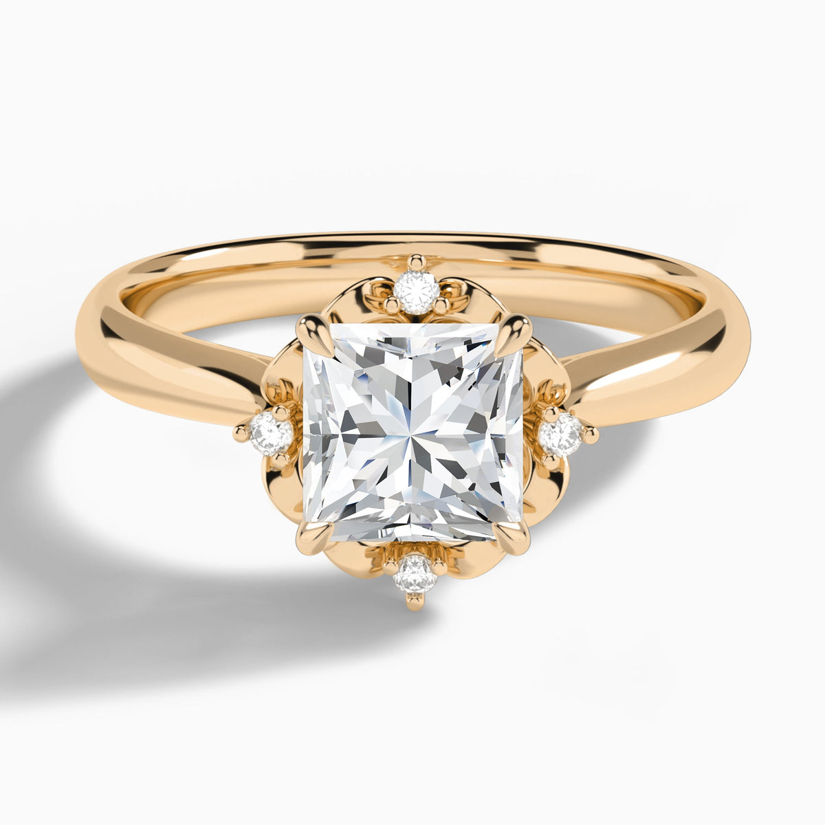 Princess Heart of Petals Lab Diamond Engagement Ring In 14K Rose Gold - Lucenjuri