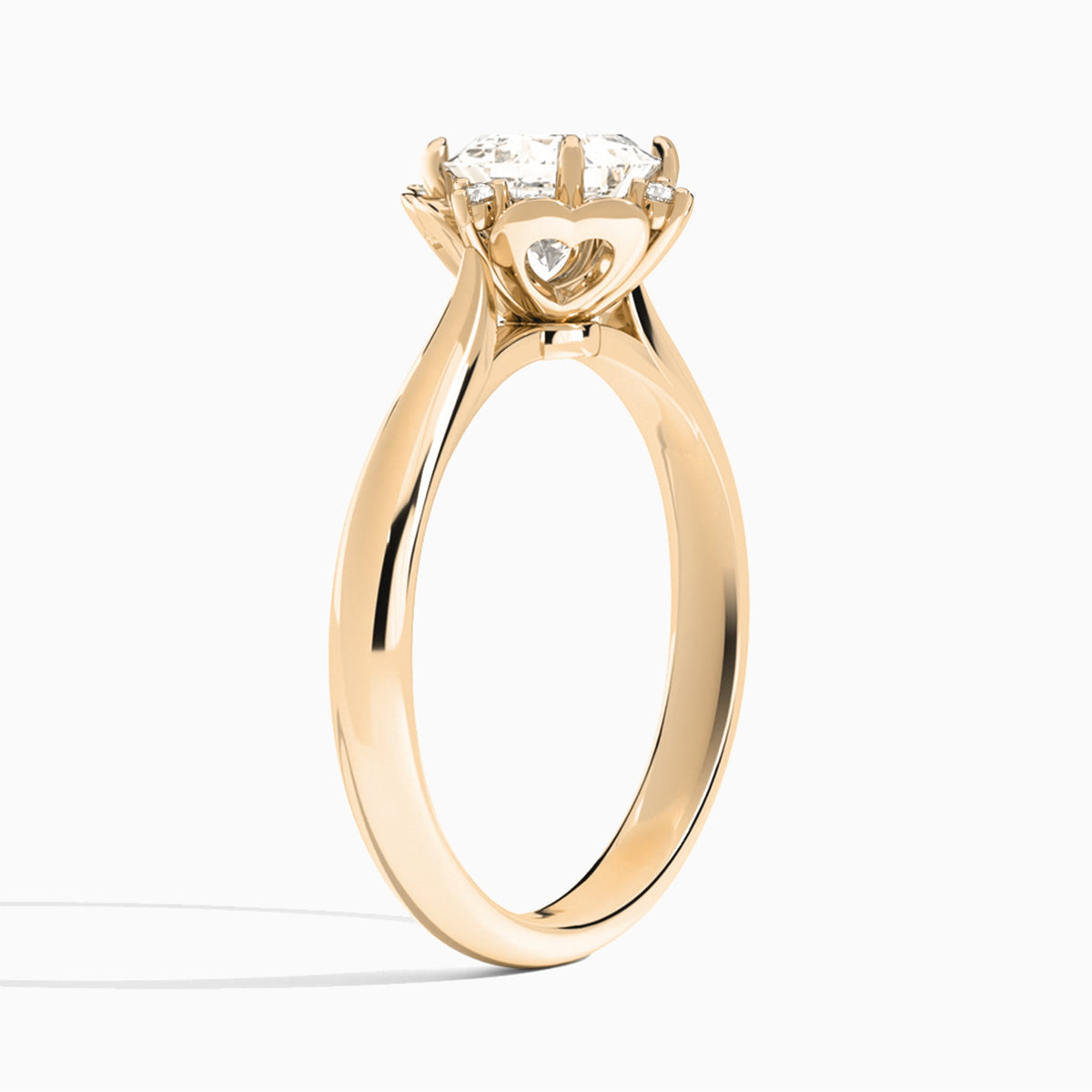 Princess Heart of Petals Lab Diamond Engagement Ring In 14K Rose Gold, Angle View