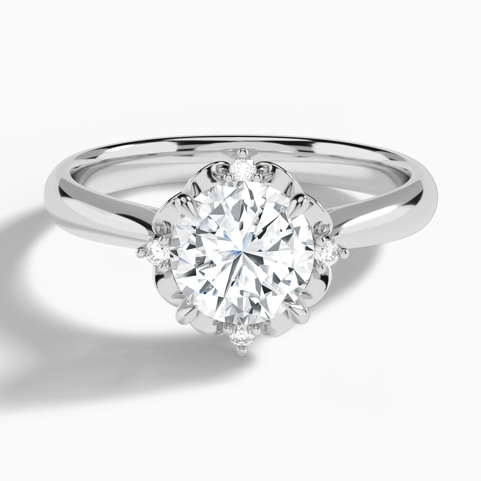 Petite Halo Diamond Engagement Ring