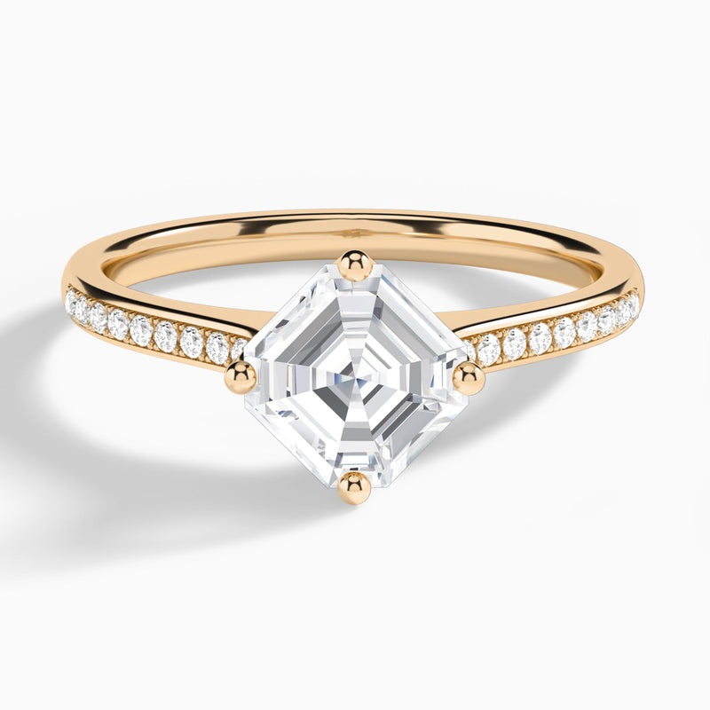 Asscher Ariel Lab Grown Diamond Engagement Ring In 14K Rose Gold - Lucenjuri