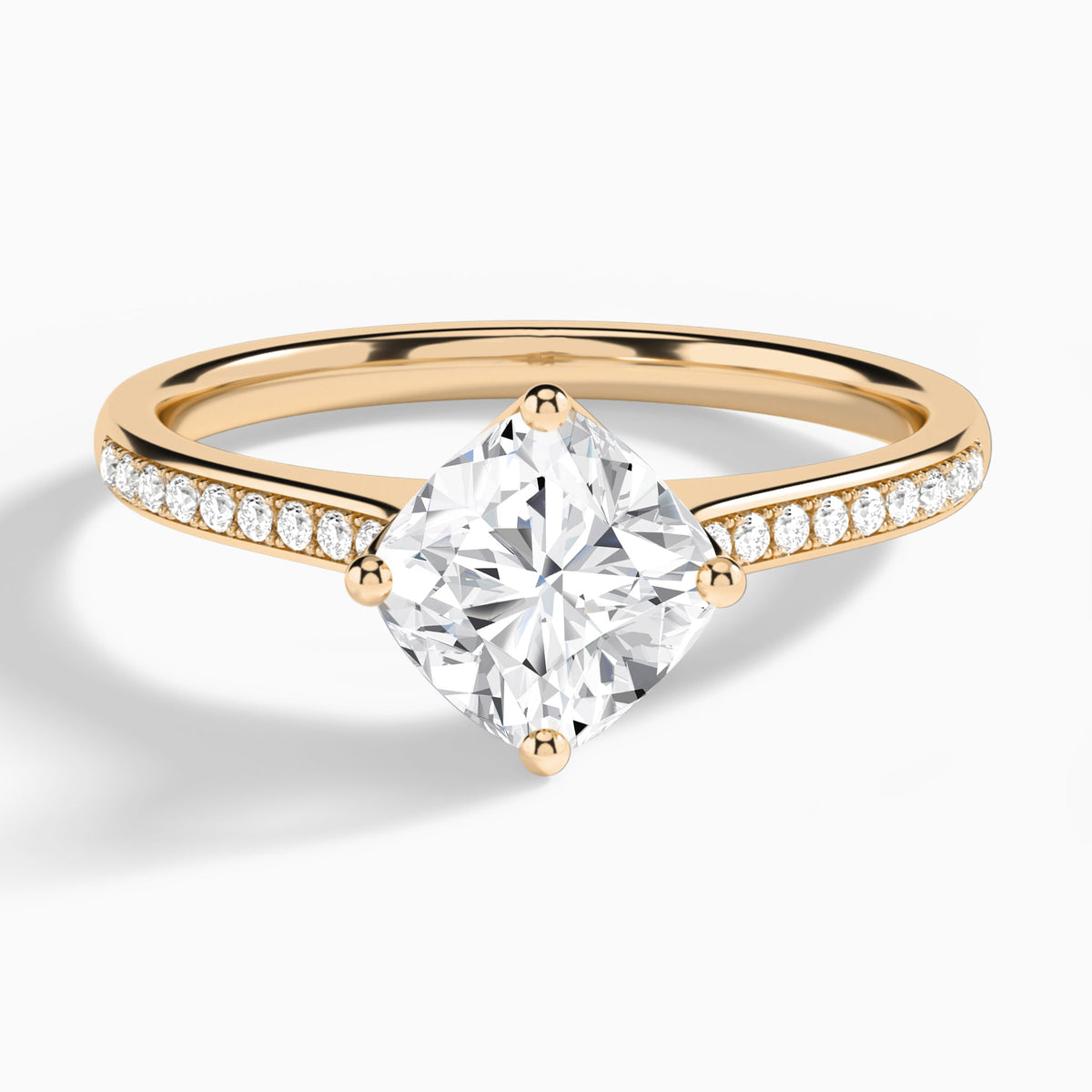 Cushion Ariel Lab Grown Diamond Engagement Ring In 14K Rose Gold - Lucenjuri