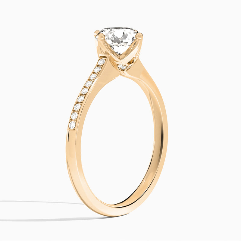 Round Ariel Lab Grown Diamond Engagement Ring In 14K Rose Gold, Angle View