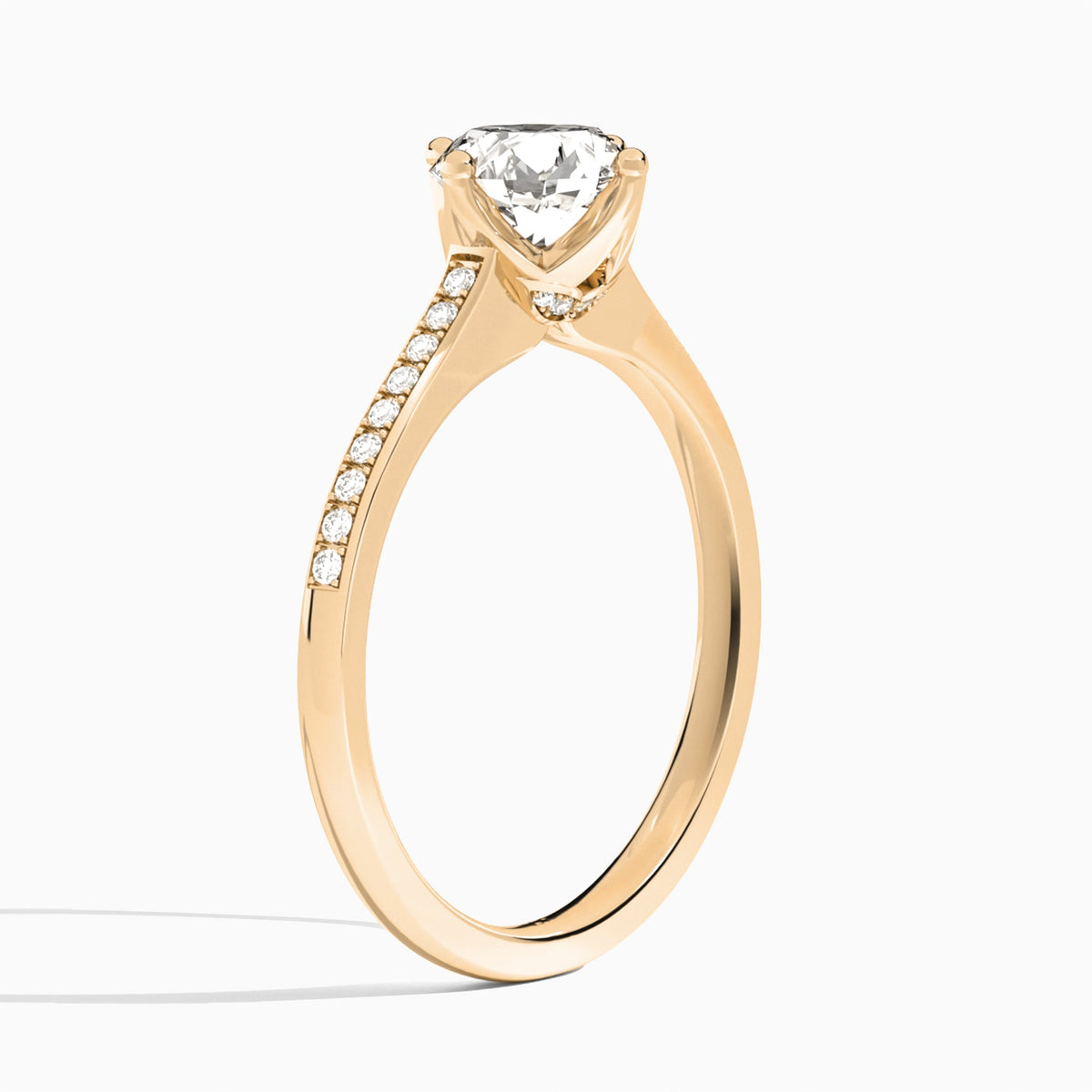 Round Ariel Lab Grown Diamond Engagement Ring In 14K Rose Gold, Angle View