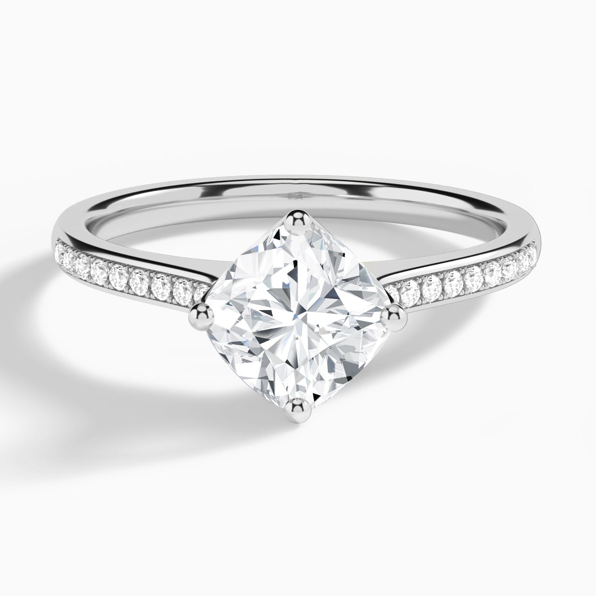 Cushion Ariel Lab Grown Diamond Engagement Ring In 14K White Gold - Lucenjuri