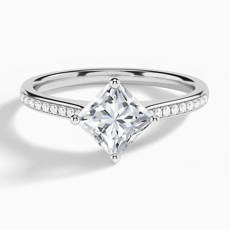 Princess Ariel Lab Grown Diamond Engagement Ring In 14K White Gold - Lucenjuri