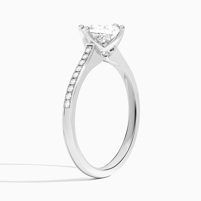 Princess Ariel Lab Grown Diamond Engagement Ring In 14K White Gold, Angle View