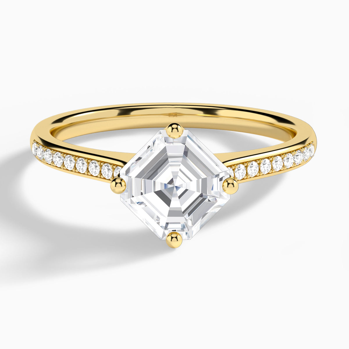 Asscher Ariel Lab Grown Diamond Engagement Ring In 18K Yellow Gold - Lucenjuri