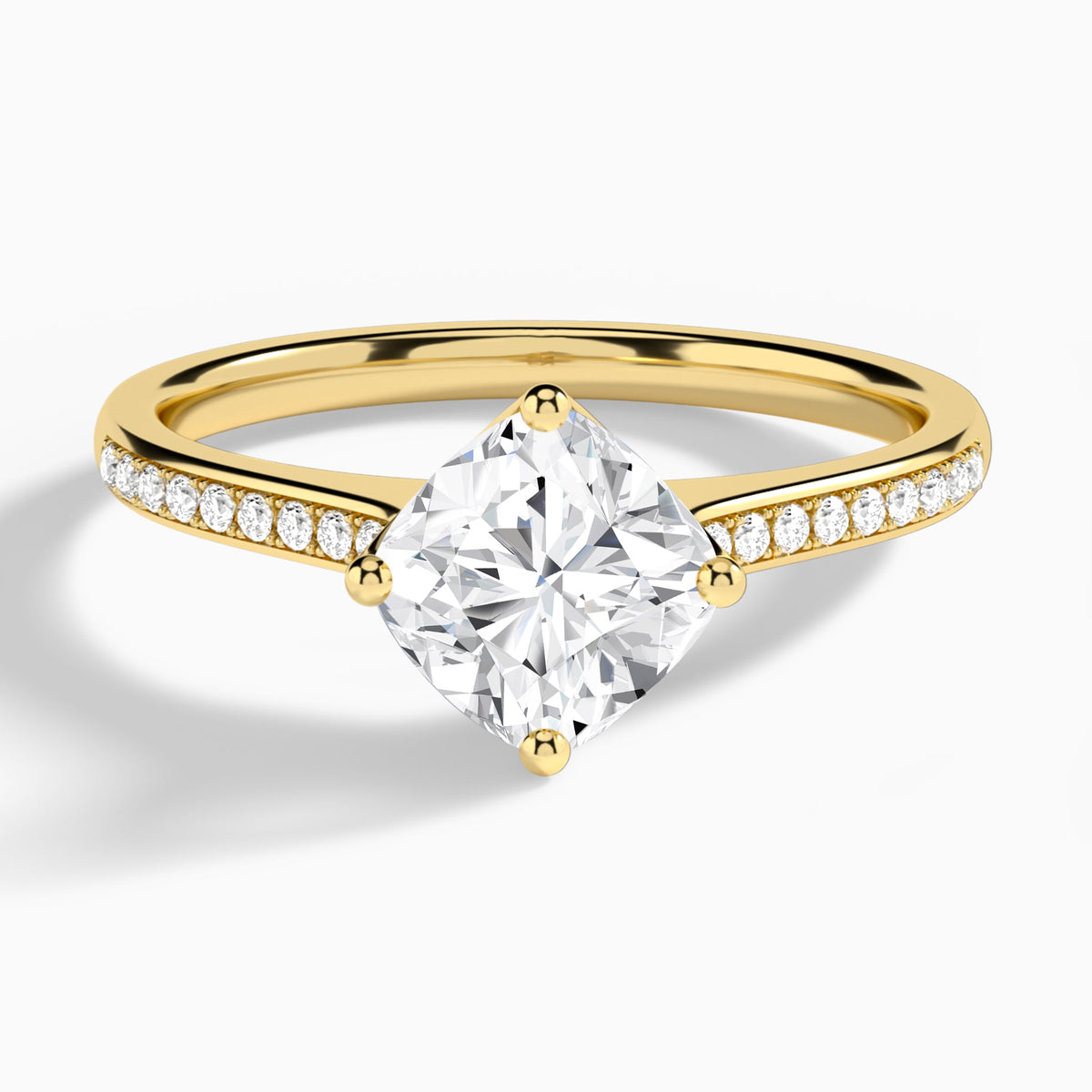 Cushion Ariel Lab Grown Diamond Engagement Ring In 18K Yellow Gold - Lucenjuri