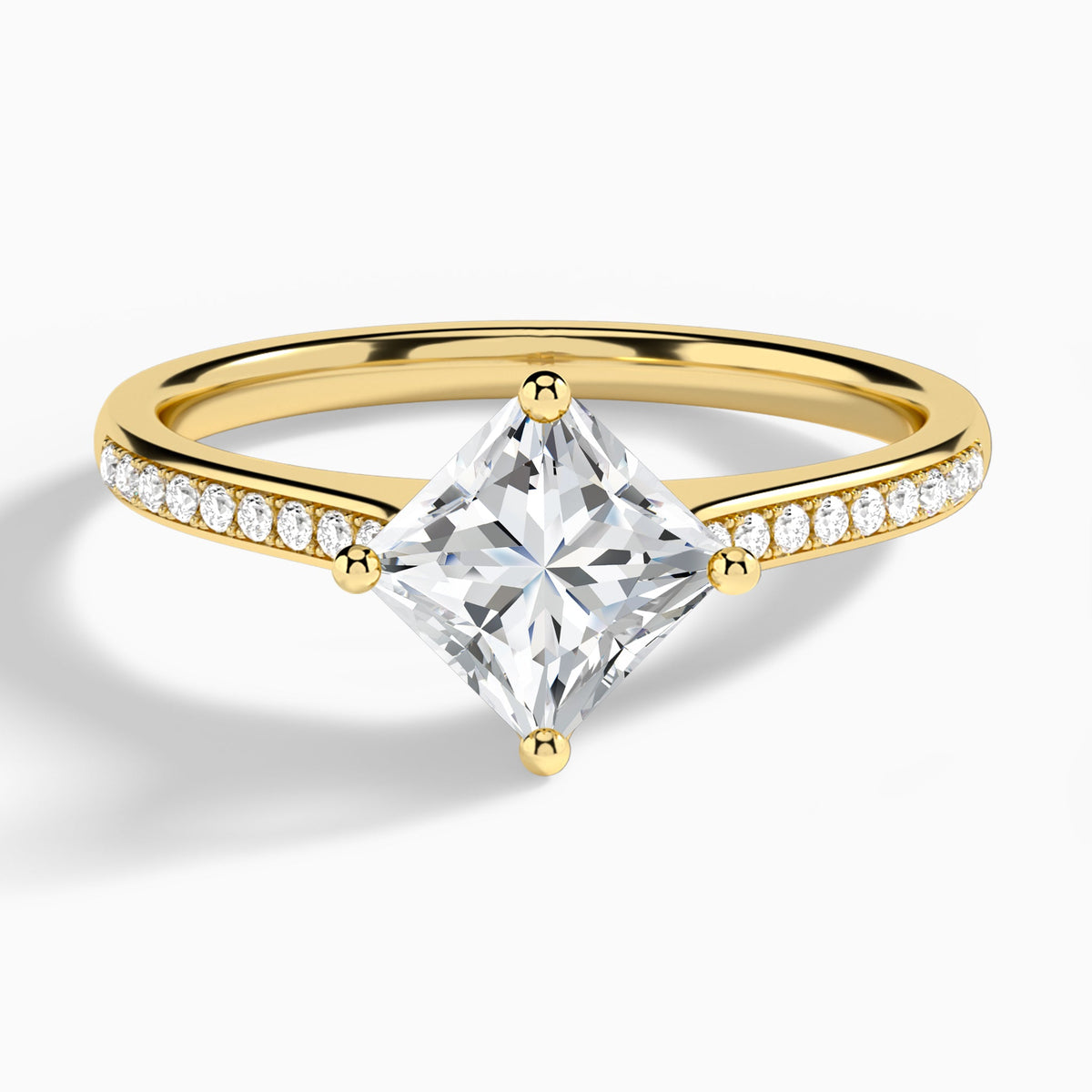Princess Ariel Lab Grown Diamond Engagement Ring In 14K Yellow Gold - Lucenjuri