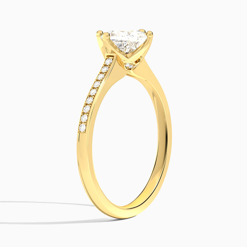 Princess Ariel Lab Grown Diamond Engagement Ring In 18K Yellow Gold, Angle View