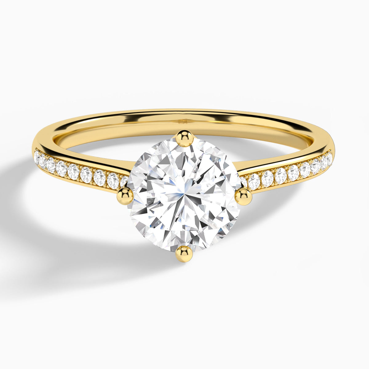 Round Ariel Lab Grown Diamond Engagement Ring In 18K Yellow Gold - Lucenjuri