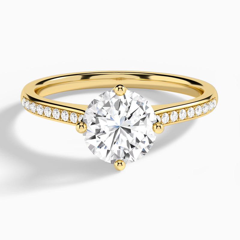 Round Ariel Lab Grown Diamond Engagement Ring In 14K Yellow Gold - Lucenjuri