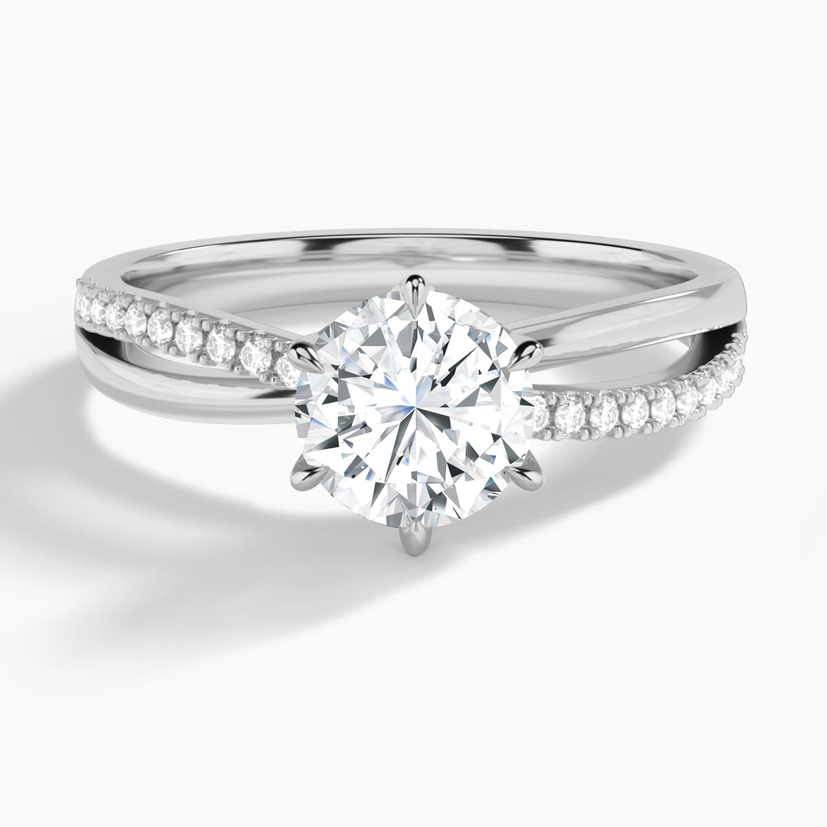 Round Accents Lab Grown Diamond Engagement Ring In Platinum - Lucenjuri