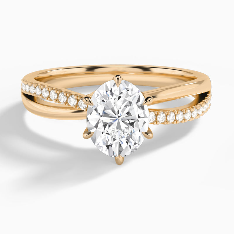 Oval Accents Lab Grown Diamond Engagement Ring In 14K Rose Gold - Lucenjuri