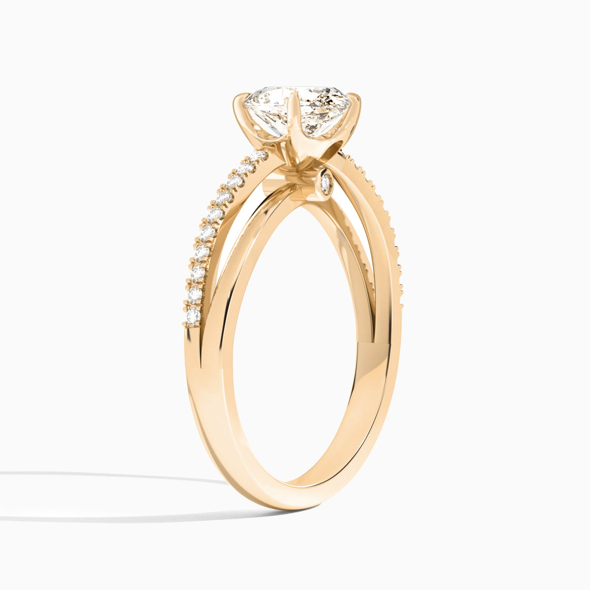 Oval Accents Lab Grown Diamond Engagement Ring In 14K Rose Gold, Angle View