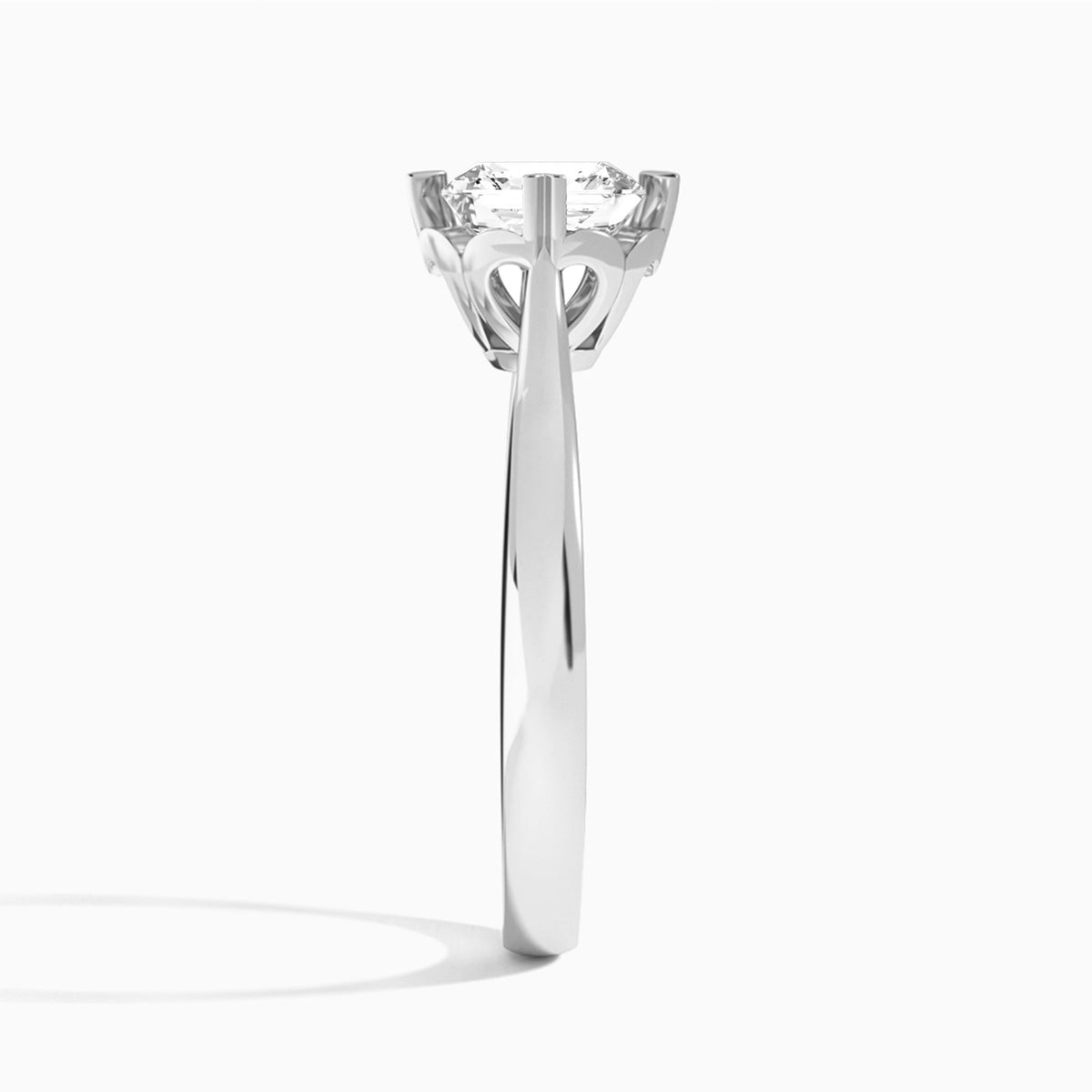 Asscher Charlotte Lab Grown Diamond Engagement Ring In Platinum, Side View