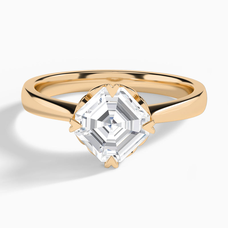 Asscher Charlotte Lab Grown Diamond Engagement Ring In 14K Rose Gold - Lucenjuri