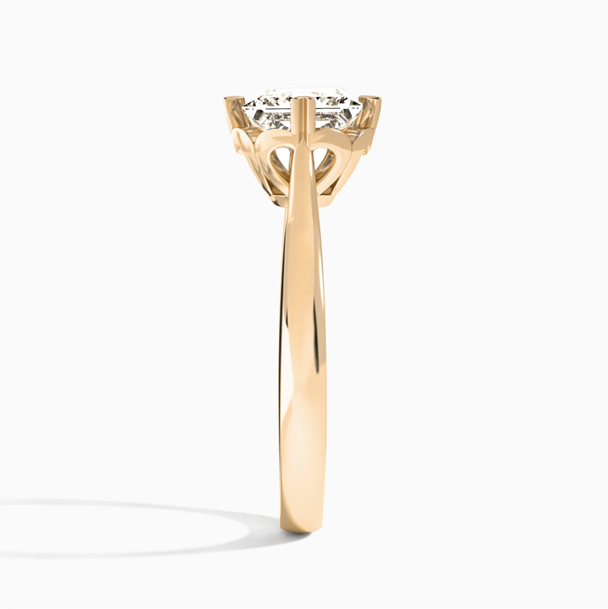 Princess Charlotte Lab Grown Diamond Engagement Ring In 14K Rose Gold, Side View