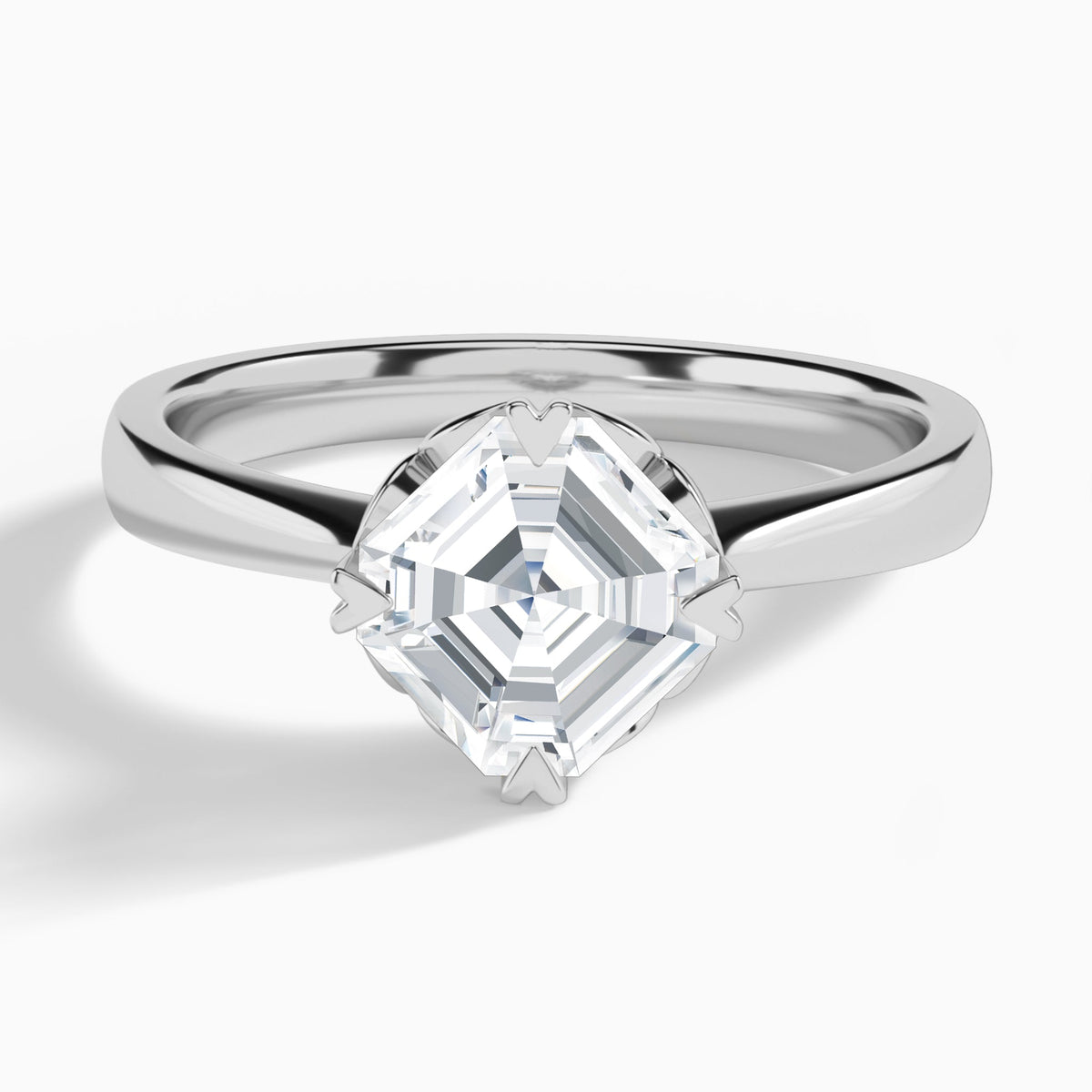 Asscher Charlotte Lab Grown Diamond Engagement Ring In 18K White Gold - Lucenjuri