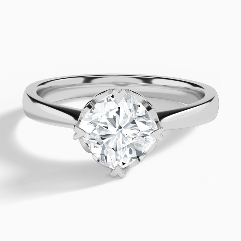 Cushion Charlotte Lab Grown Diamond Engagement Ring In 18K White Gold - Lucenjuri