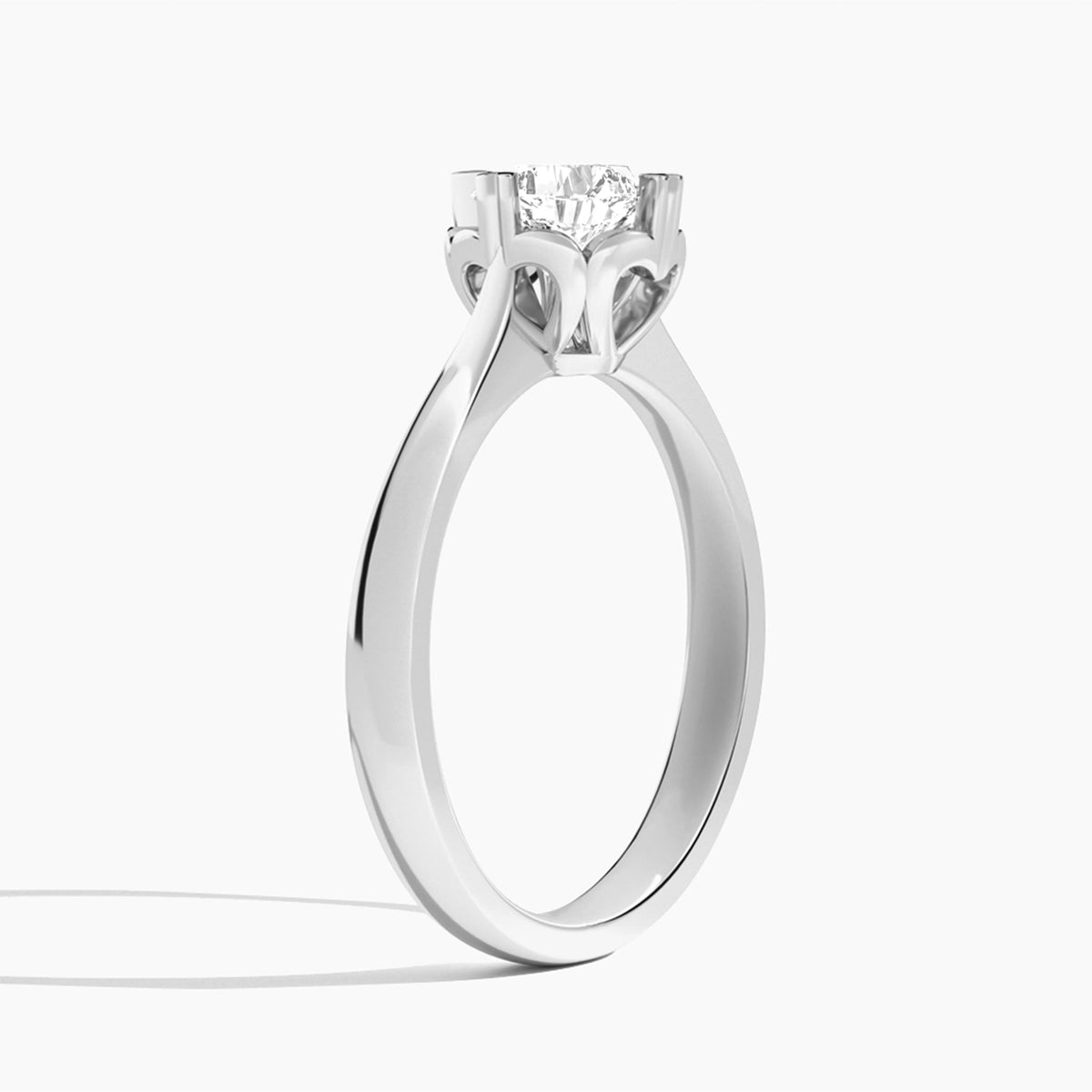 Cushion Charlotte Lab Grown Diamond Engagement Ring In 14K White Gold, Angle View