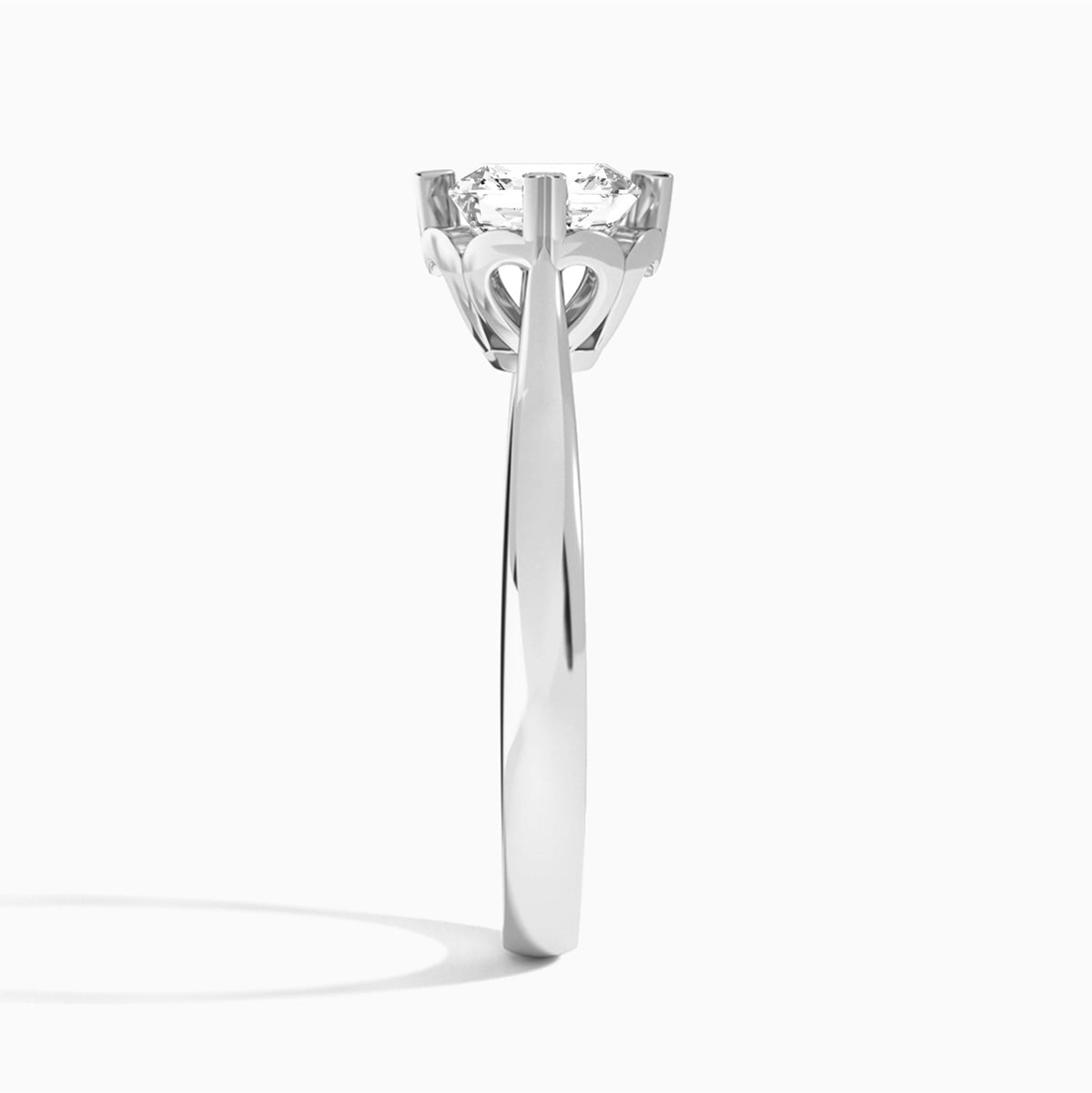 Cushion Charlotte Lab Grown Diamond Engagement Ring In 14K White Gold, Side View