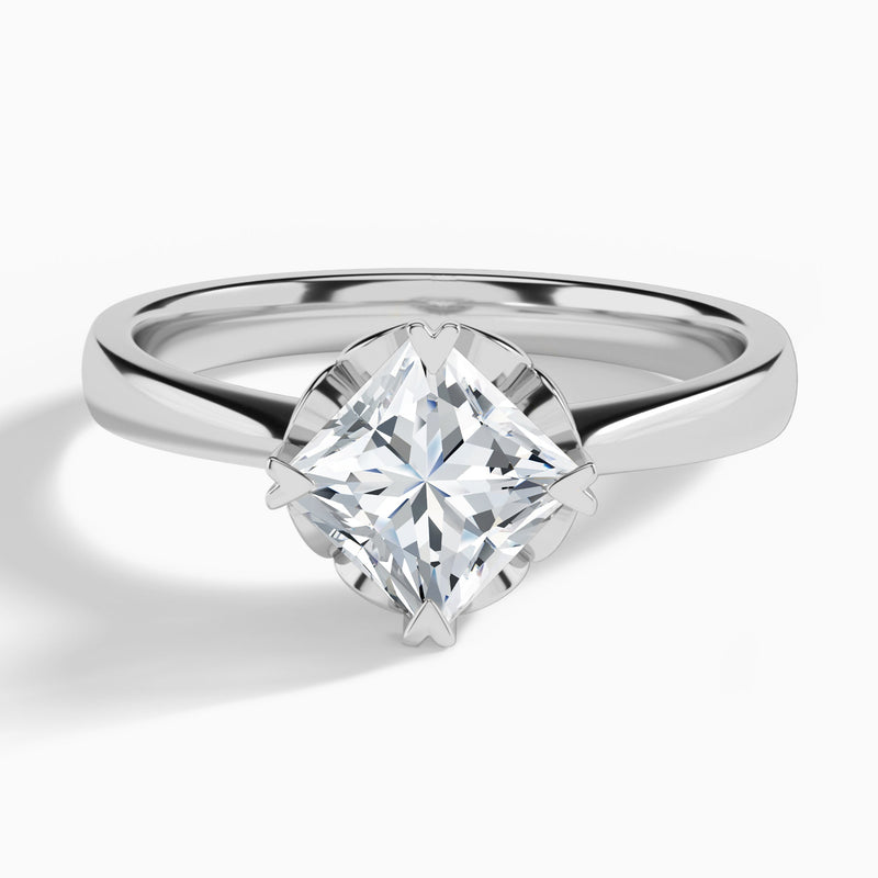 Princess Charlotte Lab Grown Diamond Engagement Ring In 14K White Gold - Lucenjuri