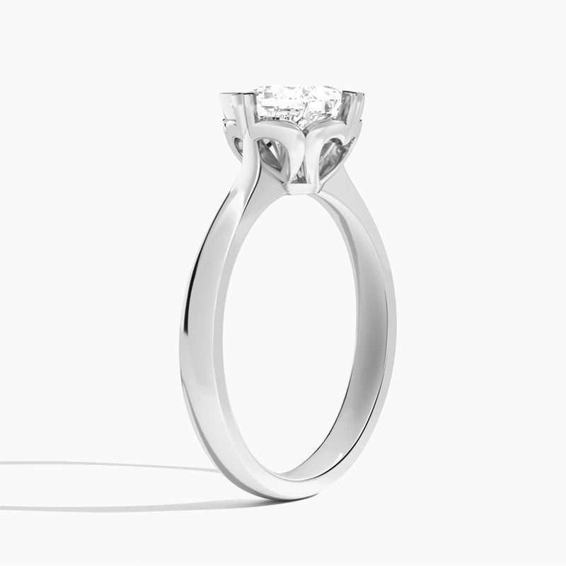 Princess Charlotte Lab Grown Diamond Engagement Ring In 14K White Gold, Angle View