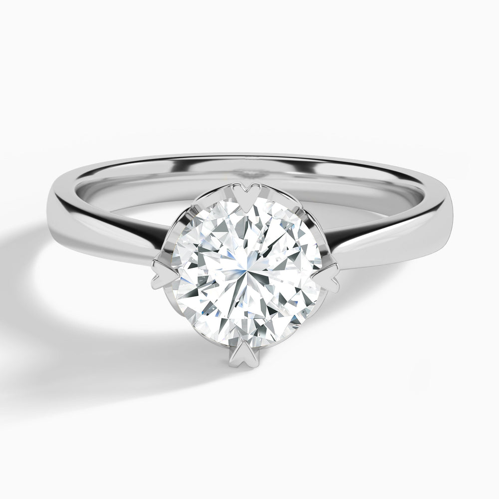 Round Charlotte Lab Grown Diamond Engagement Ring In 14K White Gold - Lucenjuri