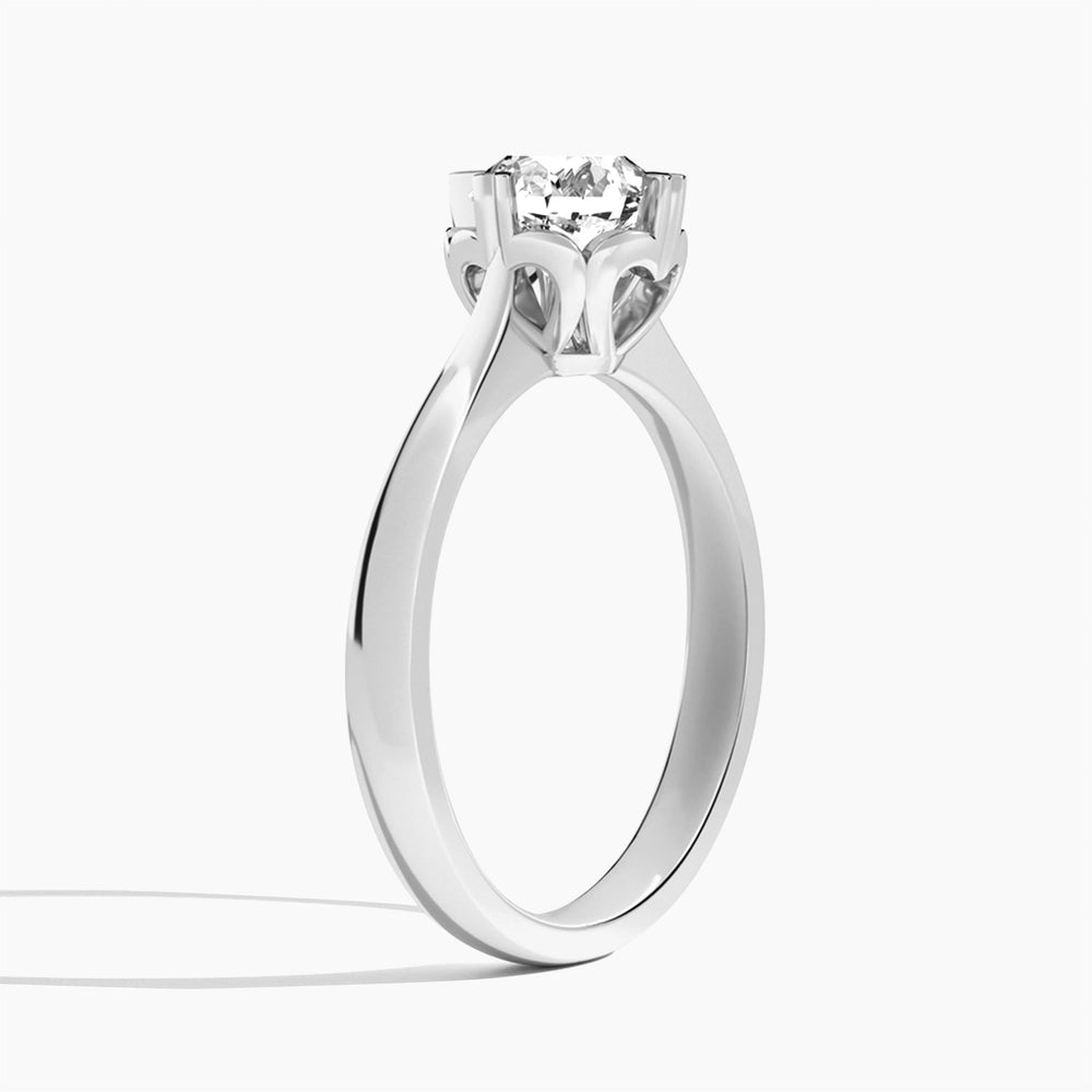 Round Charlotte Lab Grown Diamond Engagement Ring In 14K White Gold, Angle View
