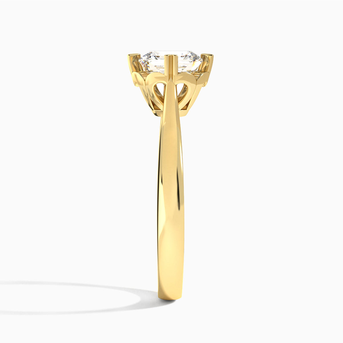 Asscher Charlotte Lab Grown Diamond Engagement Ring In 18K Yellow Gold, Side View