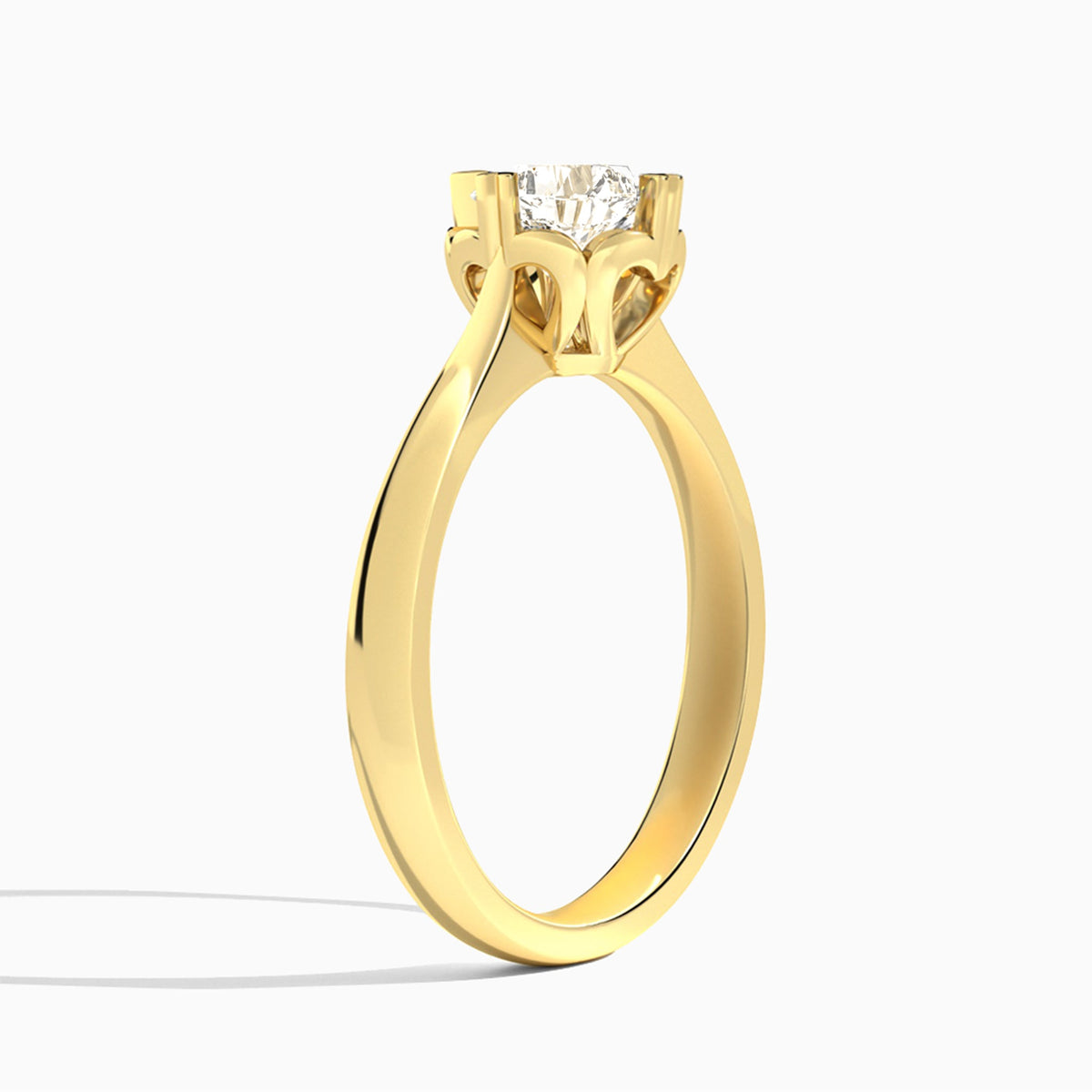 Cushion Charlotte Lab Grown Diamond Engagement Ring In 14K Yellow Gold, Angle View