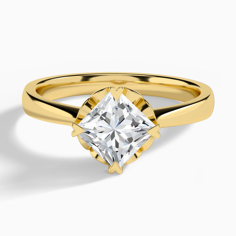 Princess Charlotte Lab Grown Diamond Engagement Ring In 14K Yellow Gold - Lucenjuri