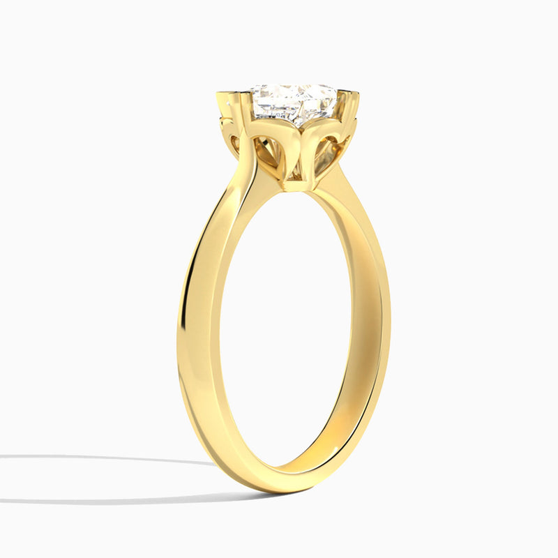 Princess Charlotte Lab Grown Diamond Engagement Ring In 18K Yellow Gold, Angle View