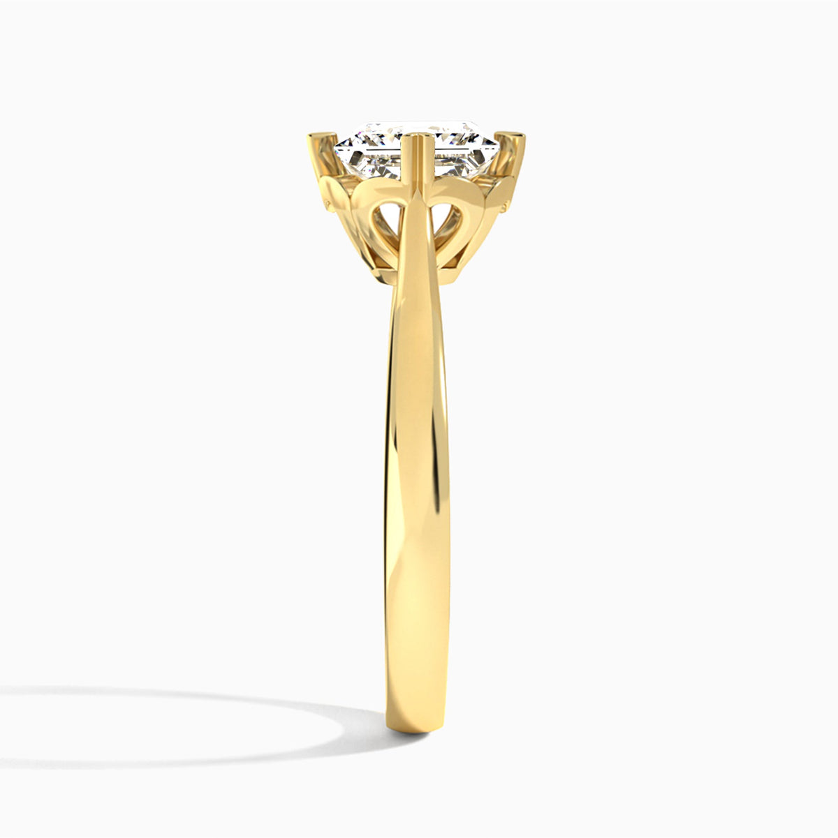 Princess Charlotte Lab Grown Diamond Engagement Ring In 18K Yellow Gold, Side View