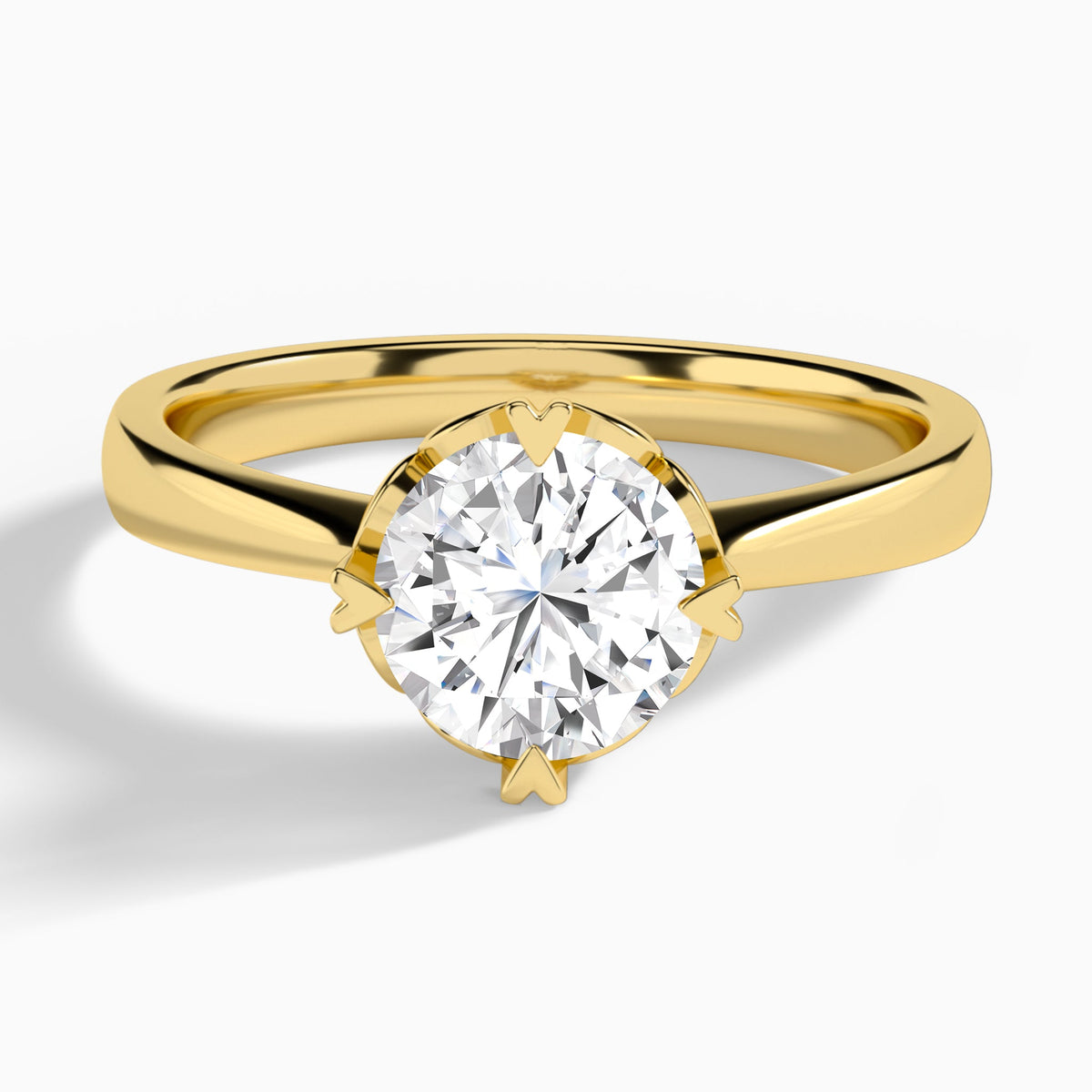 Round Charlotte Lab Grown Diamond Engagement Ring In 14K Yellow Gold - Lucenjuri