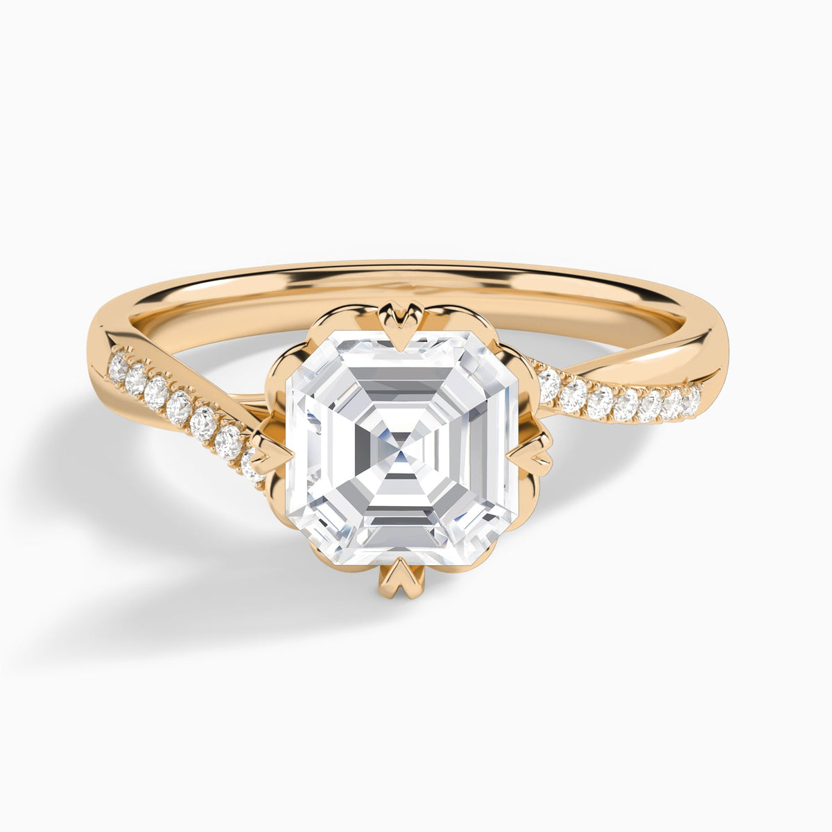 Asscher Norah Lab Grown Diamond Engagement Ring In 14K Rose Gold - Lucenjuri