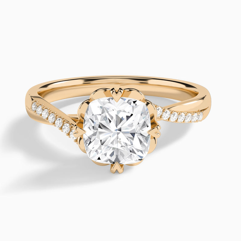 Cushion Norah Lab Grown Diamond Engagement Ring In 14K Rose Gold - Lucenjuri